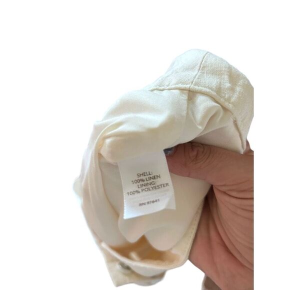 J. Jill Cream Linen Button Zip Fly Wide Leg Beachy Coastal Pants Size 18 Summer - Picture 7 of 16